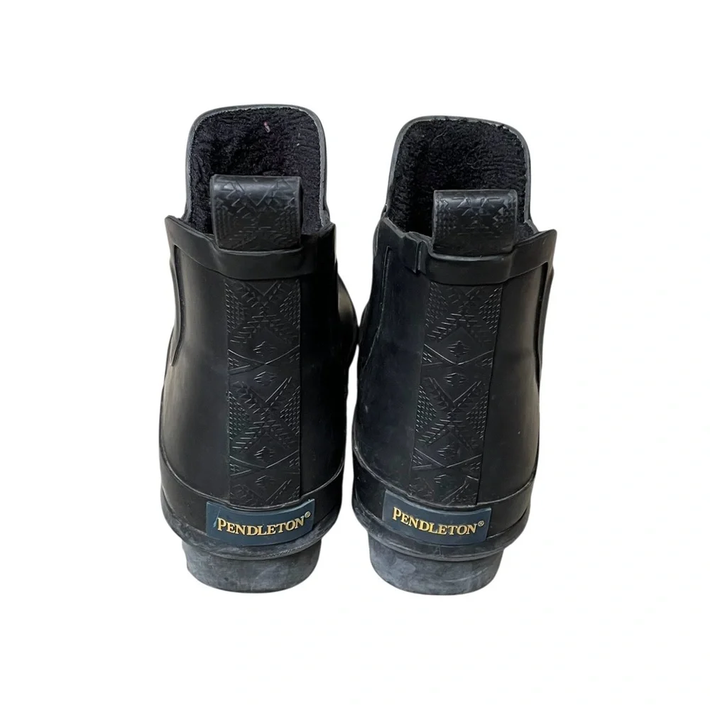 PENDLETON Lined Black Rubber Chelsea Ankle Winter Rain Boots 7
